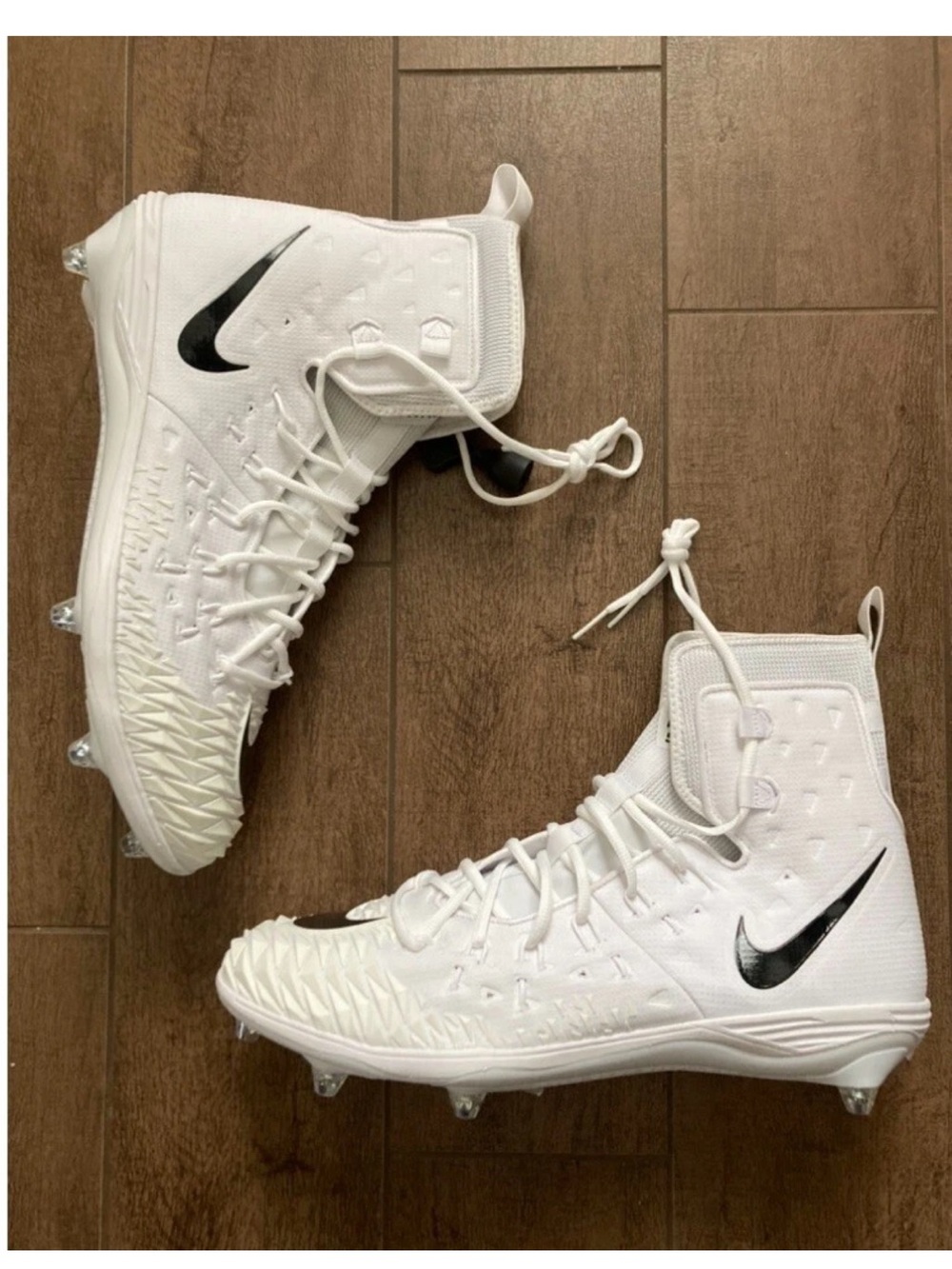 Nike Force Savage Football Cleats White / Black Sz 16